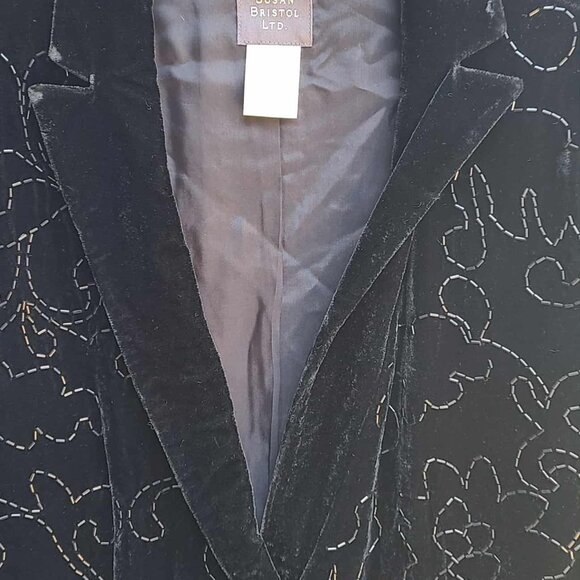 Susan Bristol Vintage Velvet Black Beaded Jacket NWT! NEW! IN BAG. Size 8 - Picture 6 of 13